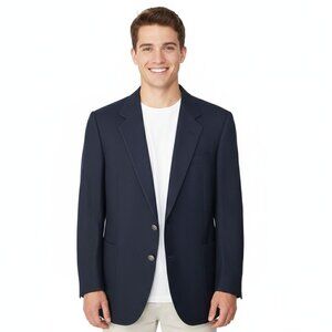 Vintage Moore's Navy Wool Blend Jacket Sports Coat Made in Canada Mens 44S